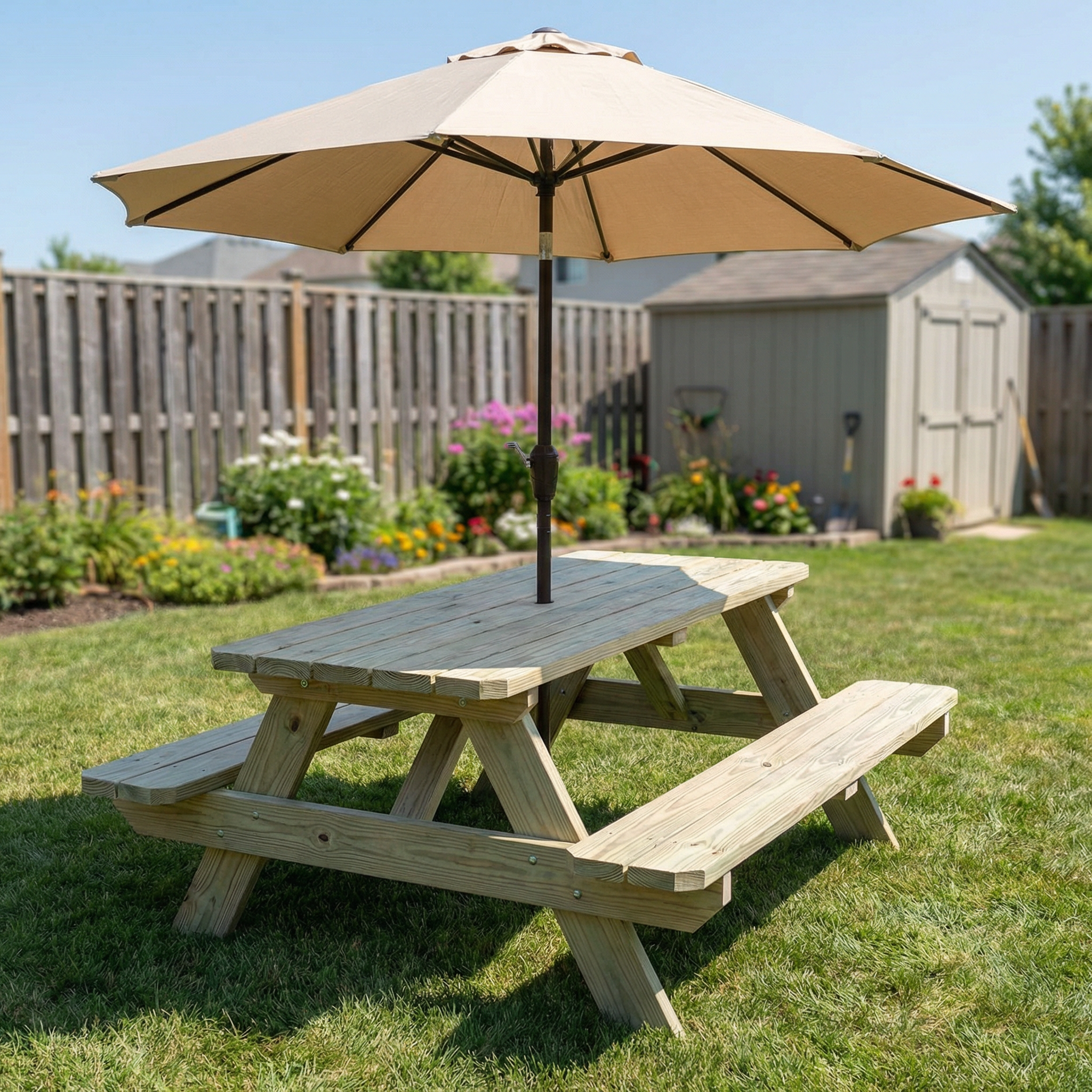 6-Foot Picnic Table with Umbrella Hole